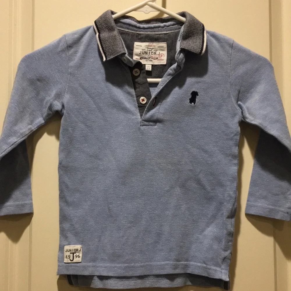 Debenham’s Junior J boys 1/4 button down polo shirt long sleeves size 3-4yrs